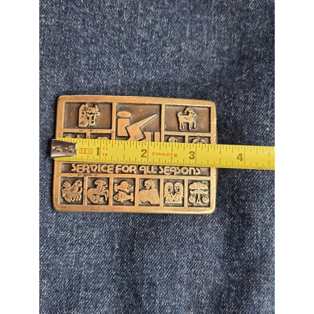 Service for All Seasons Zodiac Astrology Solid Brass Belt Buckle